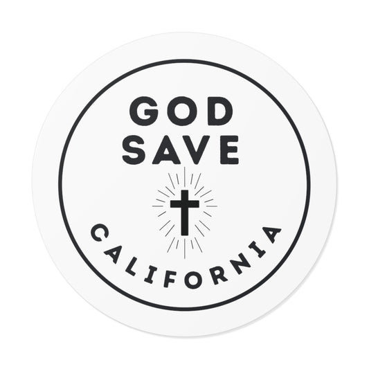 God Save California Round Vinyl Stickers