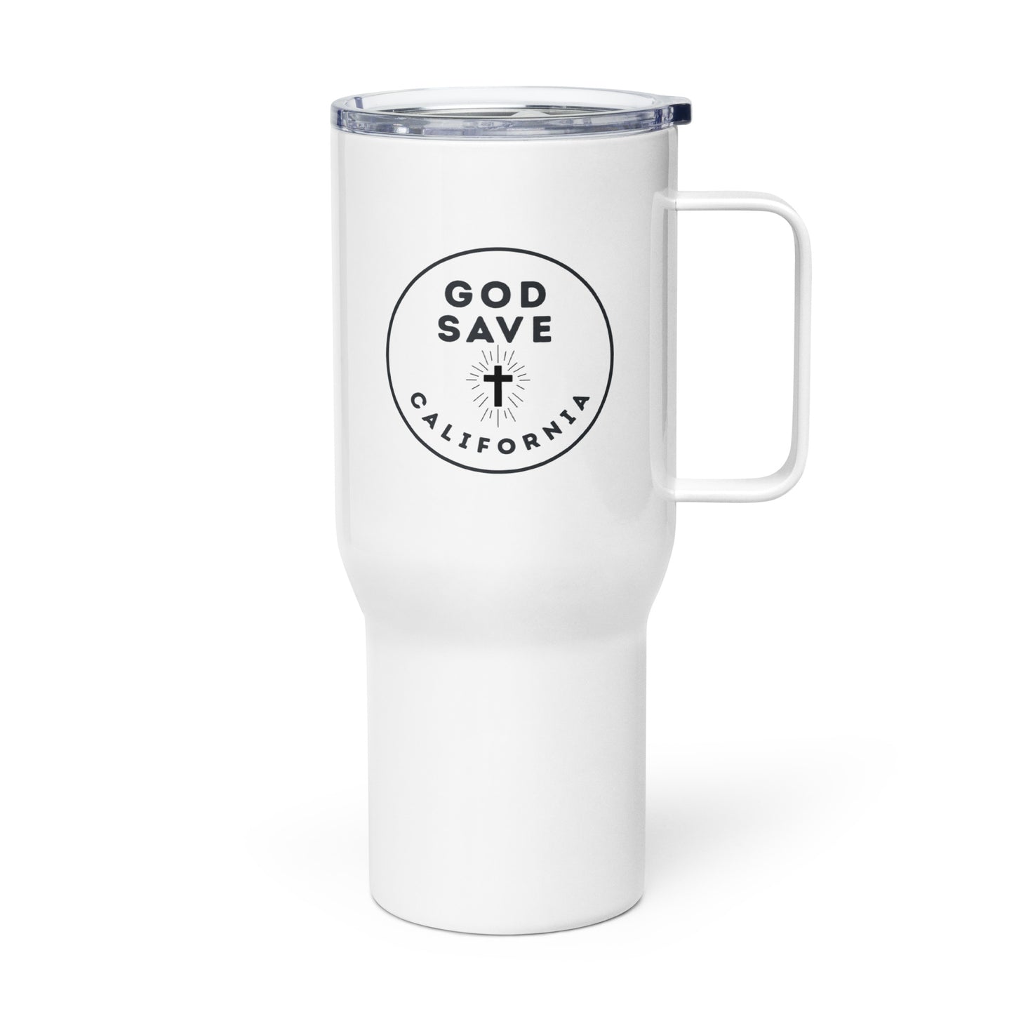 Large Coffee Travel Mug with Lid and Handle God Save California